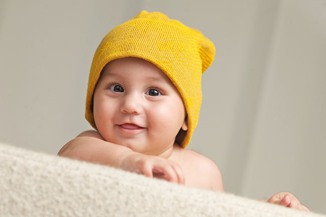Kids And Pets - Photos On Canvas - Baby With Beanie