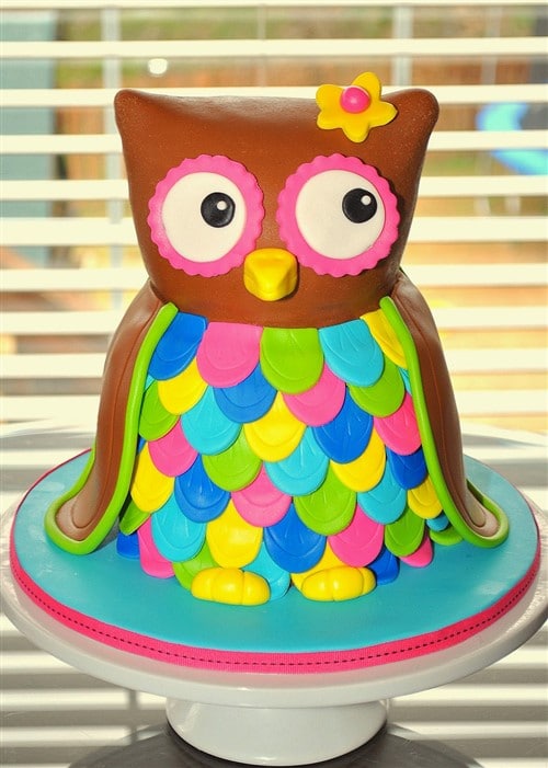 Girls Birthday Cakes - Colorful Owl
