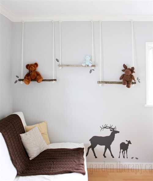 Nursery Ideas - Swing Shelves