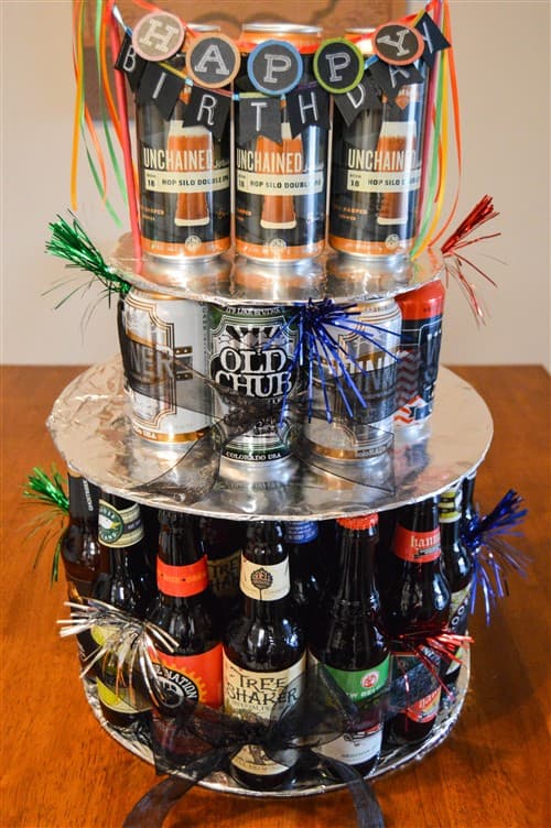 50th Birthday Gift Ideas - DIY Beer Cake
