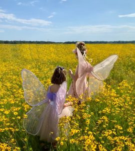 little girls fairies playing