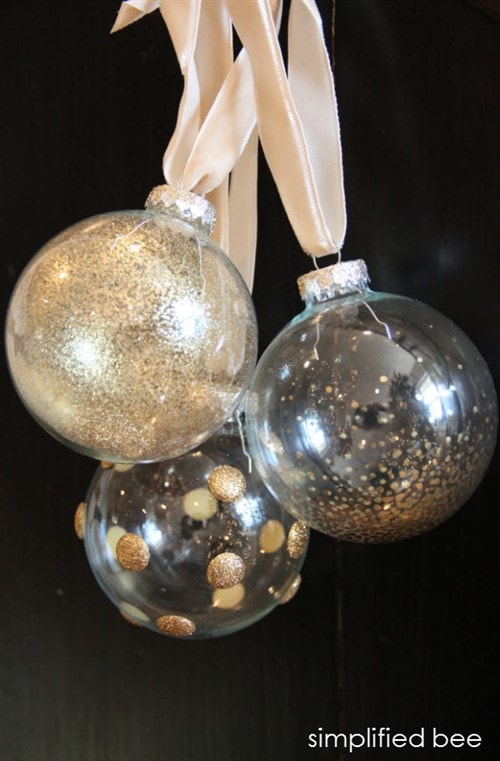 Christmas Gift Ideas 2017 - DIY Gold Glitter Glass Ornaments