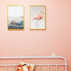 floating frame flamingo print
