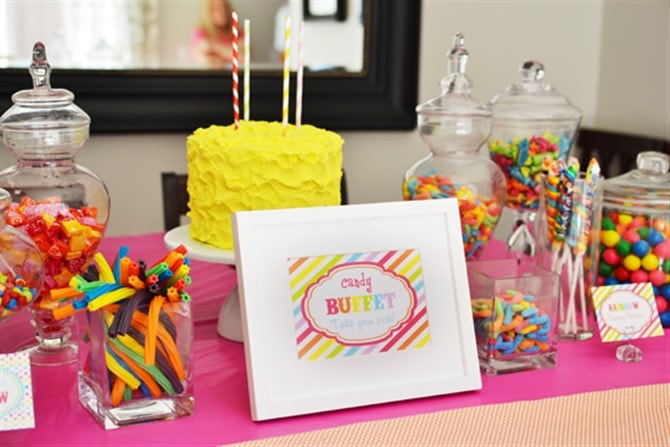 Kids Birthday Party Ideas - Rainbow Candy Buffet