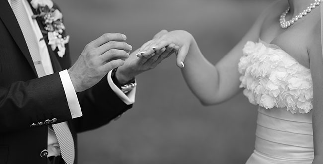 Quality Wedding Photographer - Black And White Ring Exchange