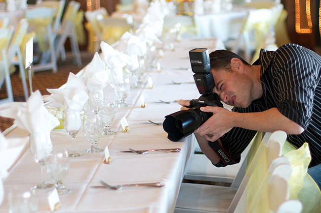 Quality Wedding Photographer - Photographing Wedding Table Setting