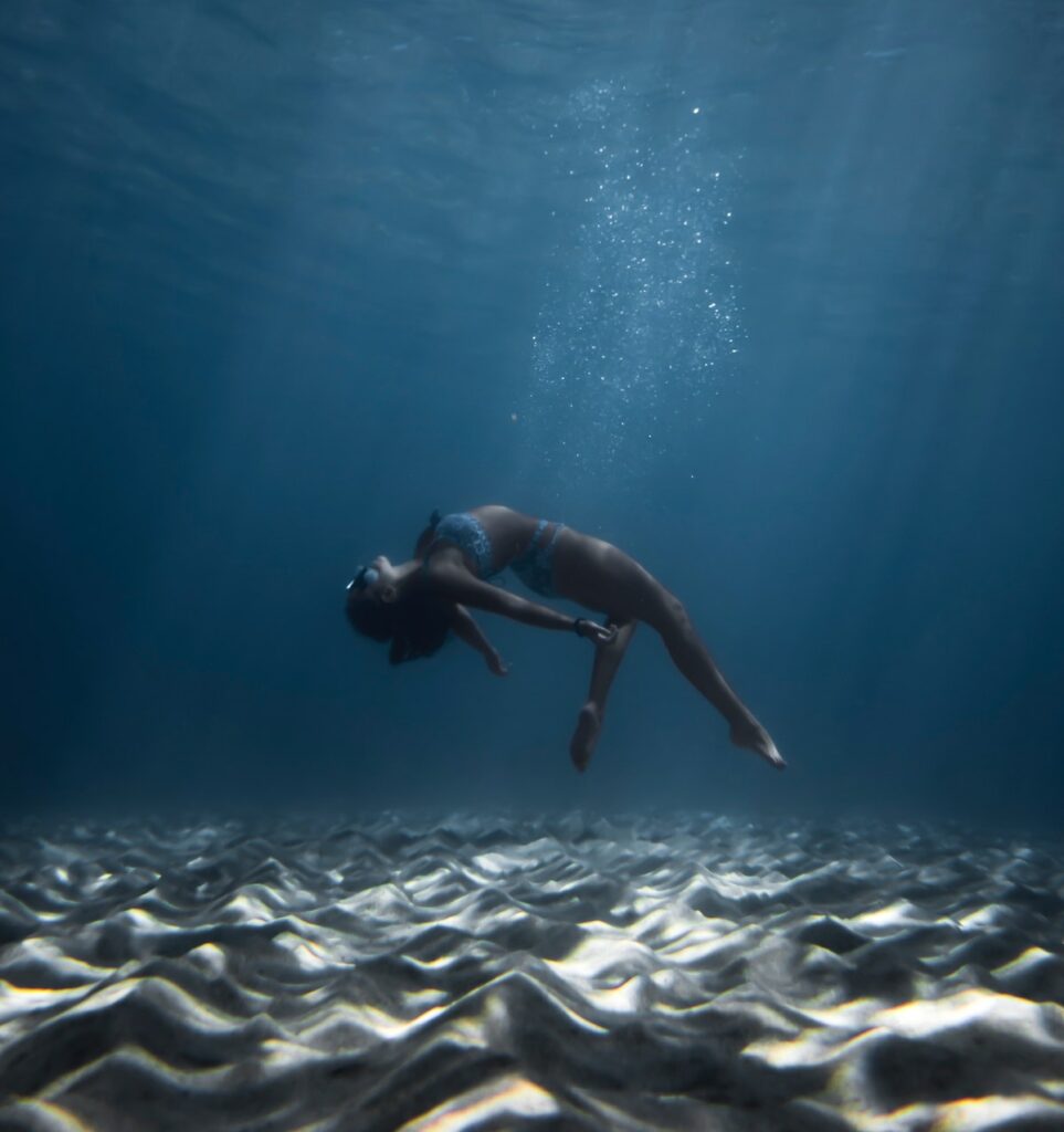 underwater photo girl floating