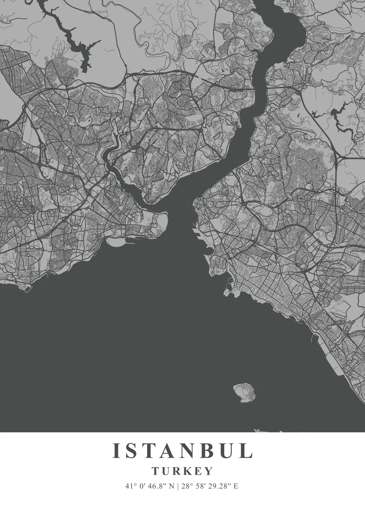 Gray City Maps Wall Art - Modern & Minimalist Decor