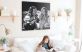 Square canvas photo print on wall with two girls in photo